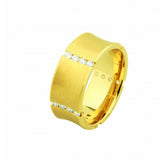 9ct Yellow Gold Wedding Band with Diamond Stones